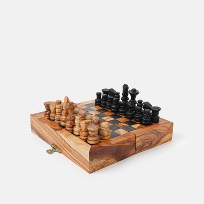 Folding Chess Set with Storage and Chess Pieces