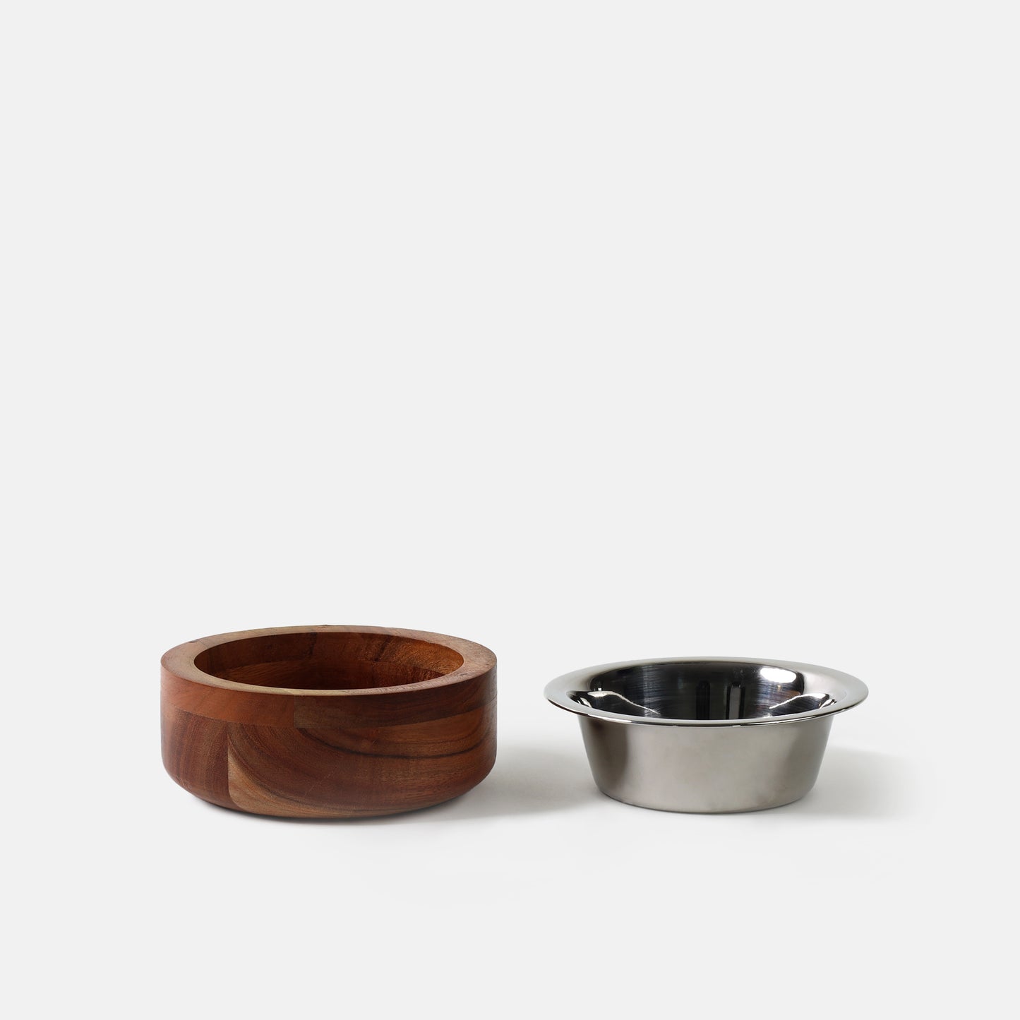 Wooden Pet Bowl with Stainless Steel Insert (Large) (A)