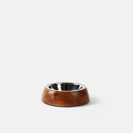 Wooden Pet Bowl with Stainless Steel Insert (X-Small) (B)