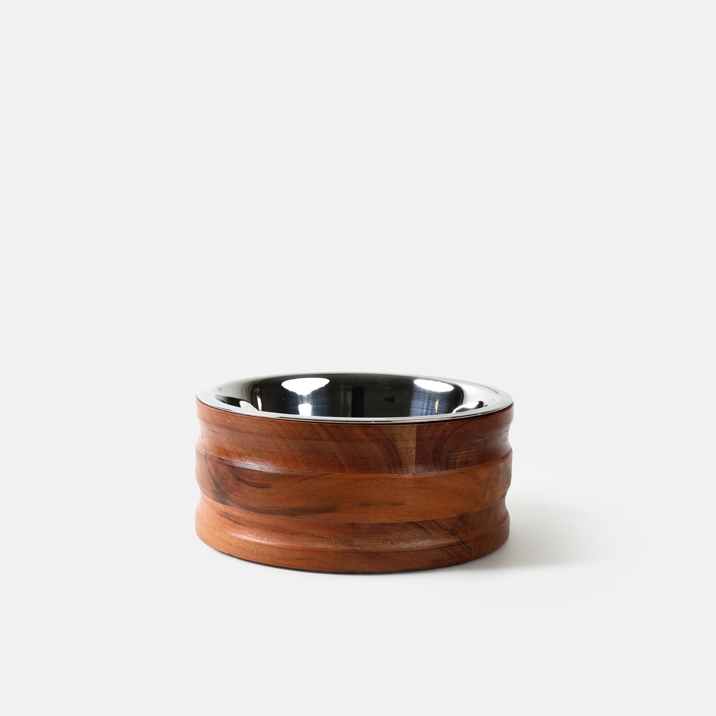 Wooden Pet Bowl with Stainless Steel Insert (Large) (C)