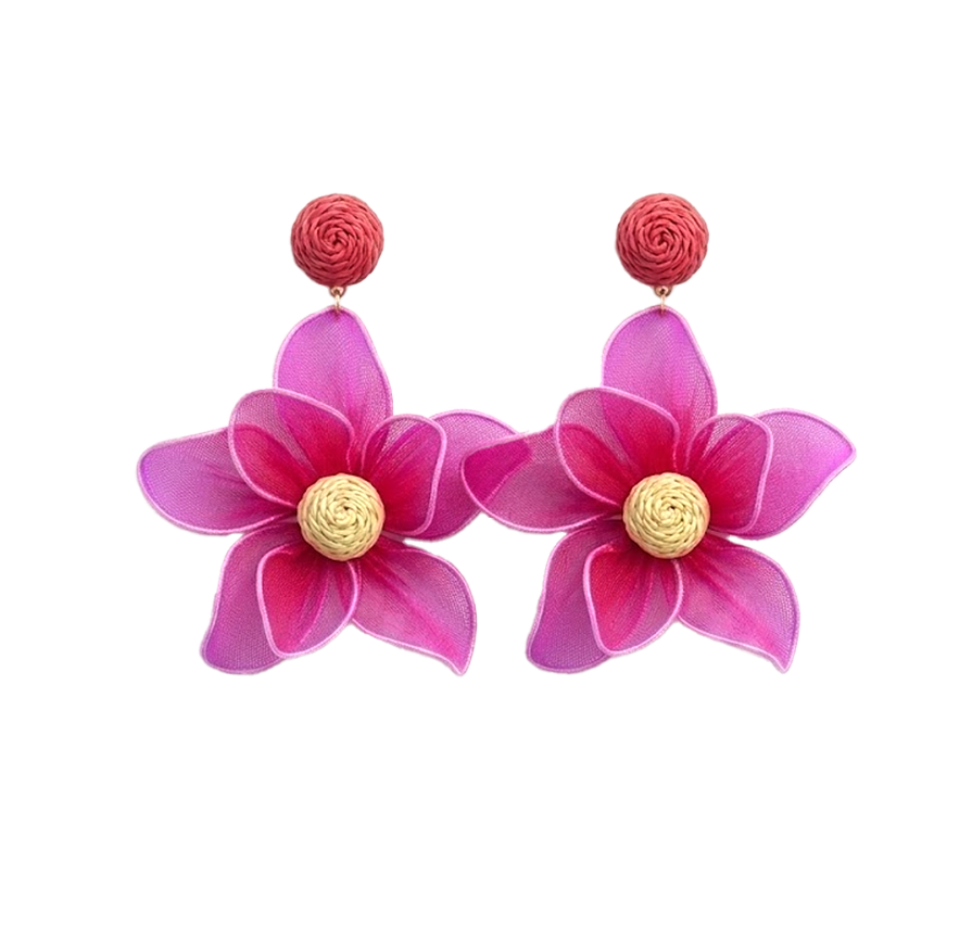Violette Flower Drop Earrings Pink